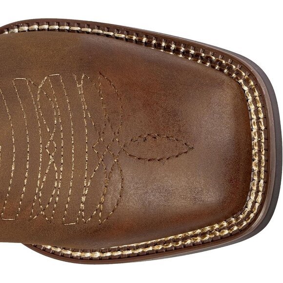 Western Cowgirl Boots with Square Toe & Two-Tone Stitch Vintage Block Heel - Picture 3 of 8